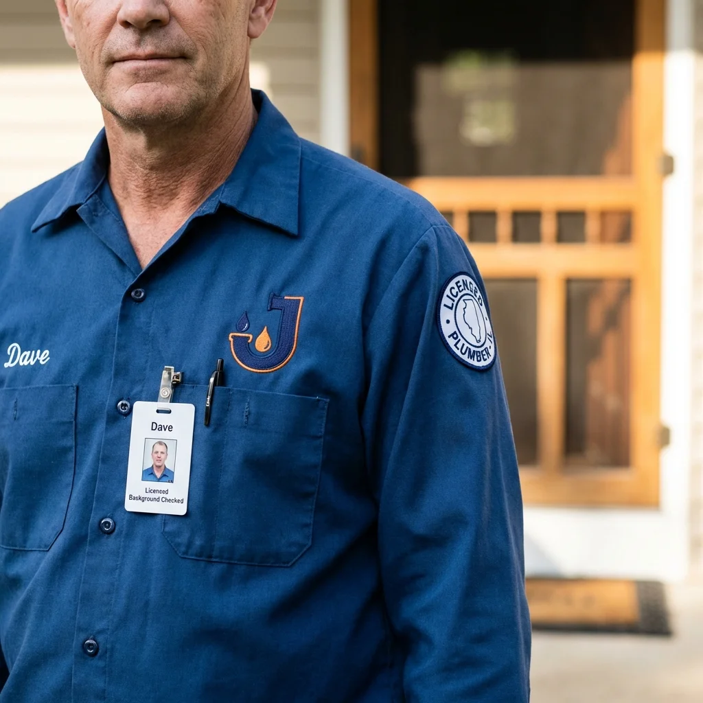 Licensed plumber showing ID badge in Cherryvale, KS