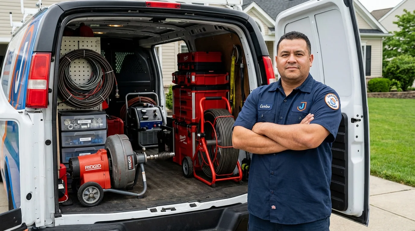 Professional drain cleaning equipment and Johns Plumbing LLC plumber in Cherryvale