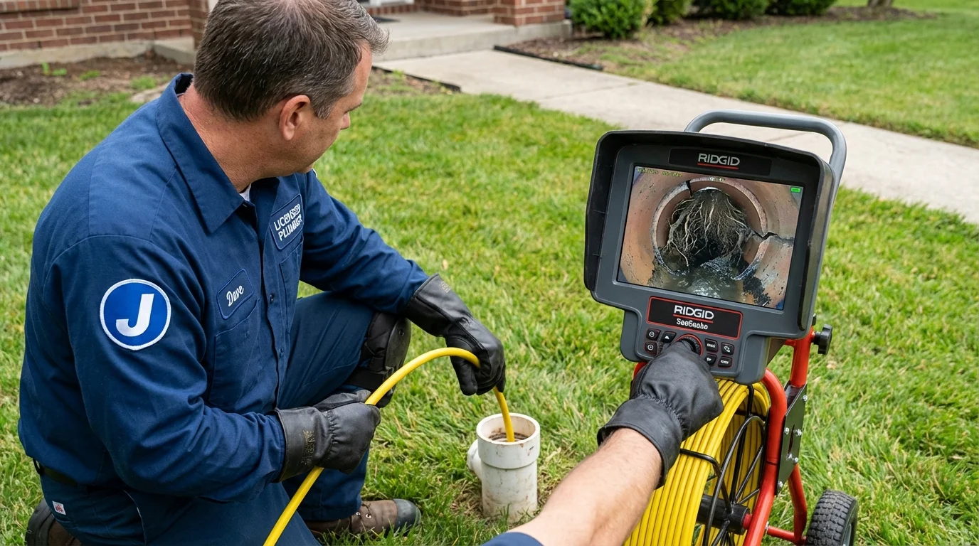 Sewer camera inspection being performed by Johns Plumbing LLC in Cherryvale